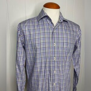 Peter Millar Multicolor Purple Checkered Long Sleeve Shirt